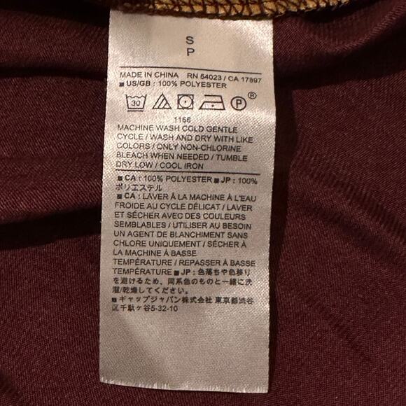 Banana Republic Silky Burgundy Golden Yellow Flowy Halter Spaghetti Strap Small - Picture 7 of 8